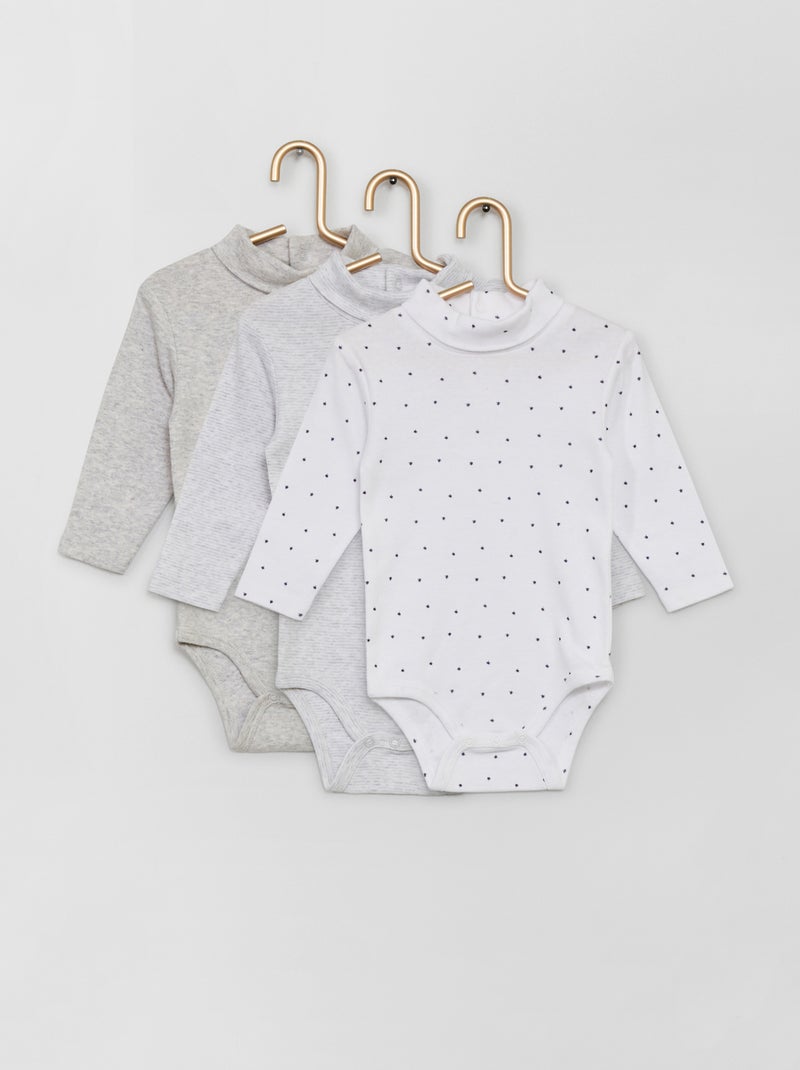 Lote de 3 bodies de gola alta BRANCO - Kiabi