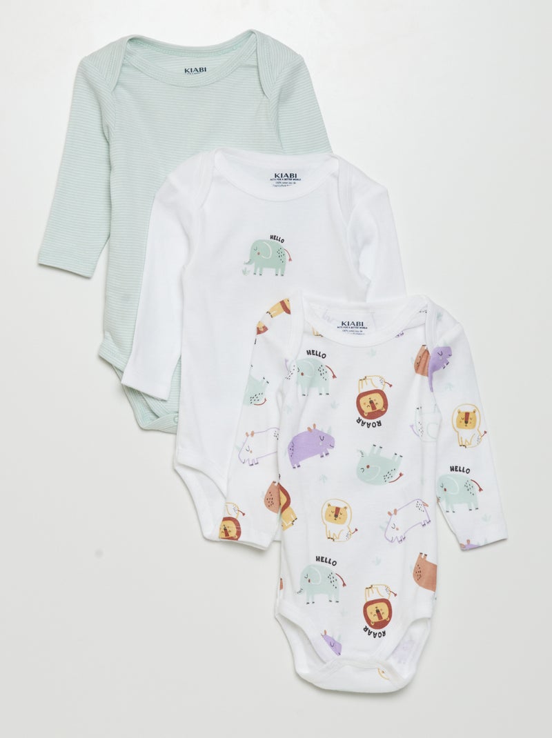 Lote de 3 bodies de manga comprida BRANCO - Kiabi