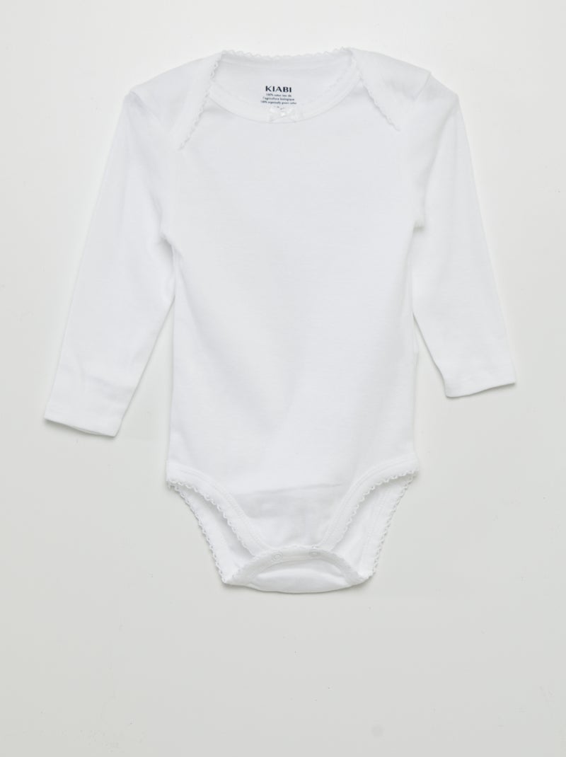 Lote de 3 bodies de manga comprida BRANCO - Kiabi