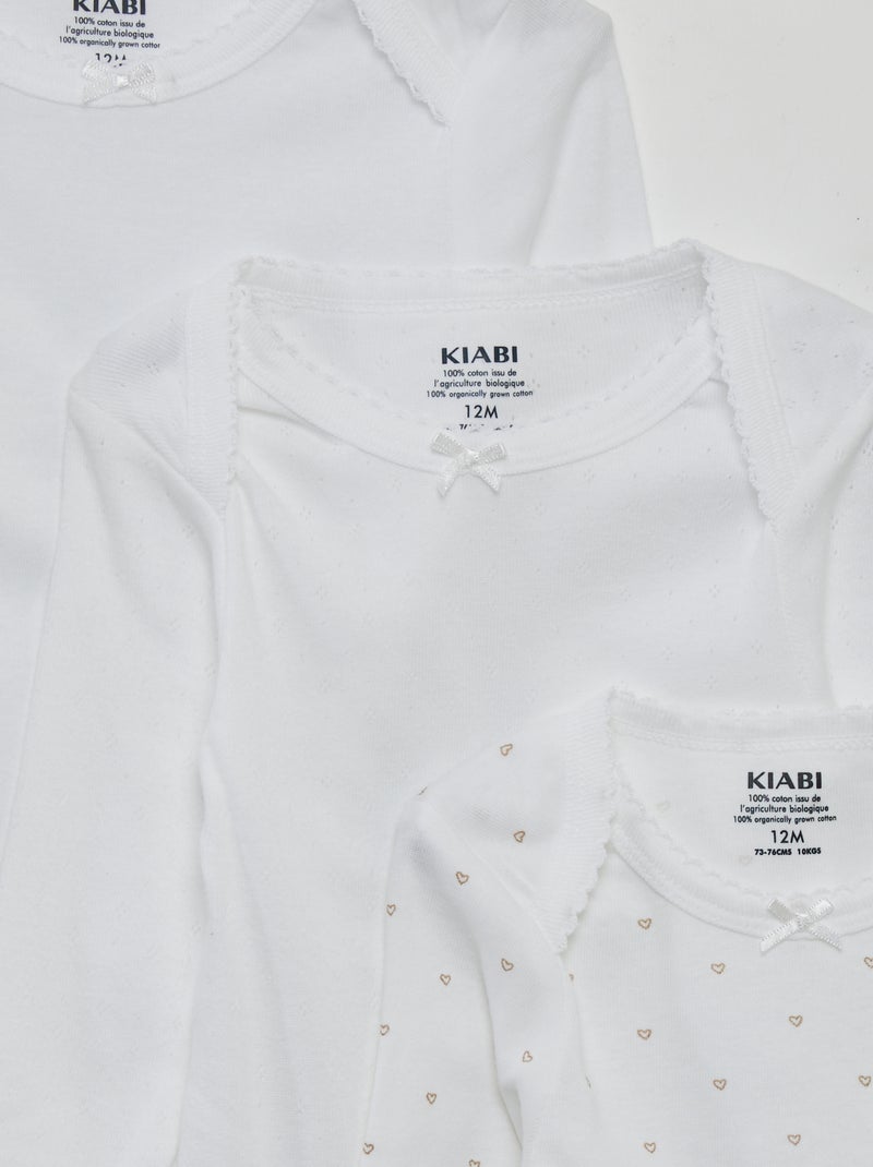 Lote de 3 bodies de manga comprida BRANCO - Kiabi