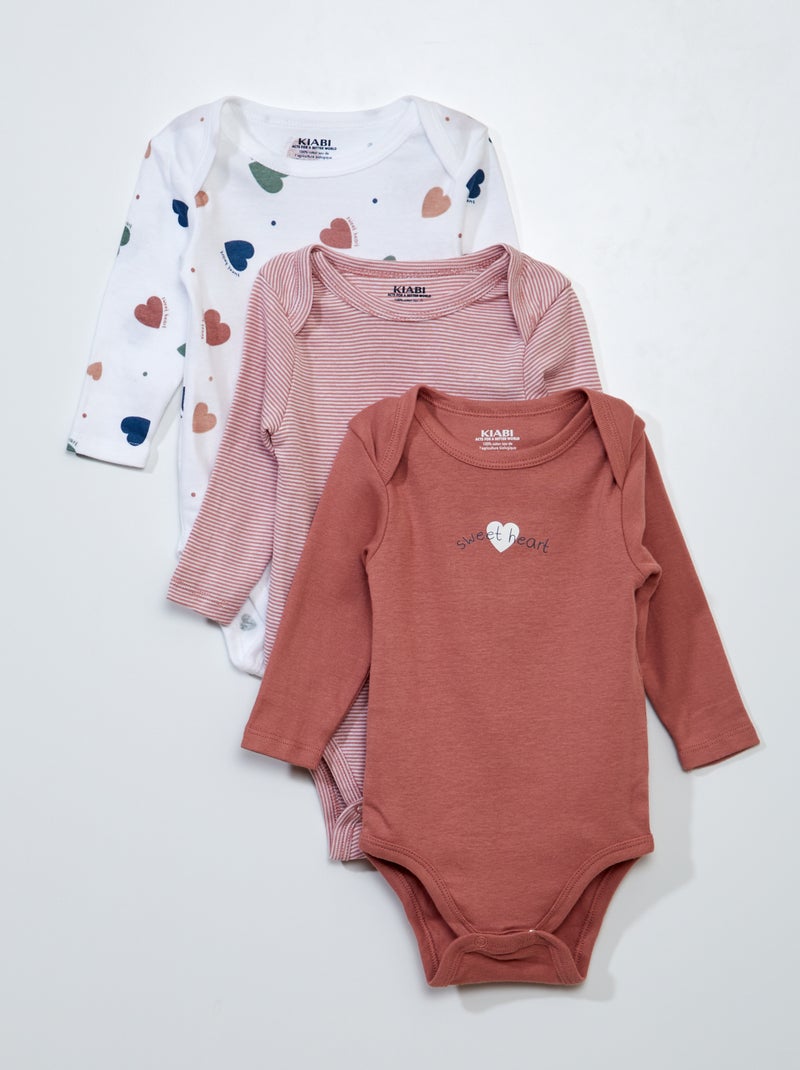Lote de 3 bodies de manga comprida ROSA - Kiabi