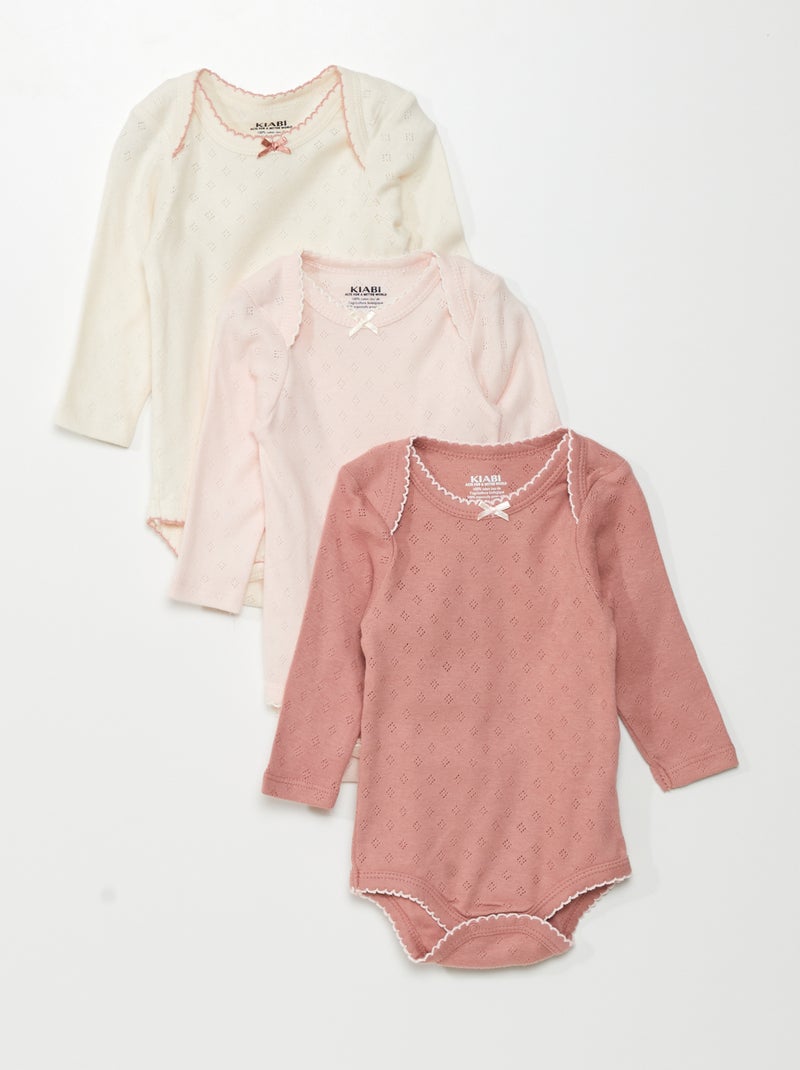 Lote de 3 bodies de manga comprida ROSA - Kiabi