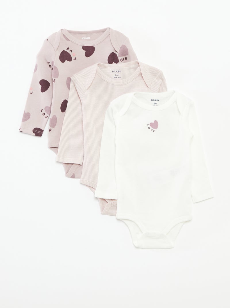 Lote de 3 bodies de manga comprida Violeta - Kiabi