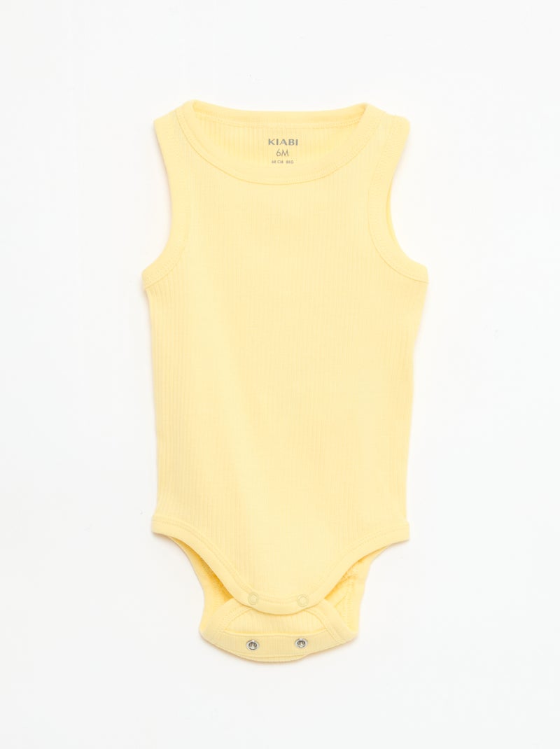 Lote de 3 bodies evolutivos com alças lisas Amarelo - Kiabi