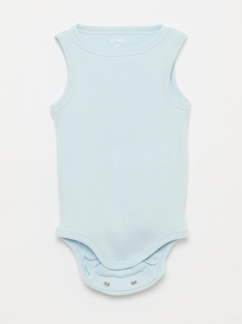 Lote de 3 bodies evolutivos com alças lisas Azul - Kiabi