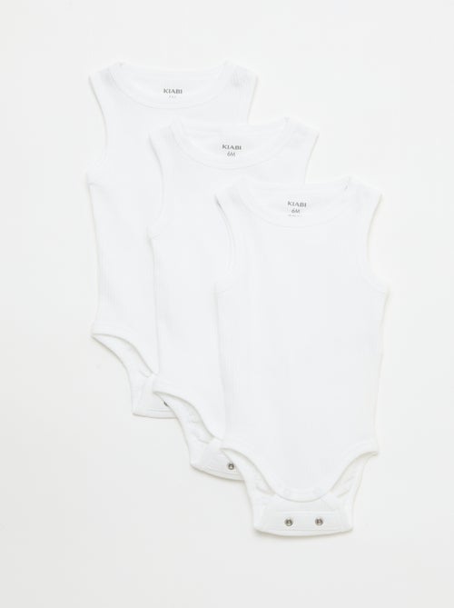 Lote de 3 bodies evolutivos com alças lisas - Kiabi