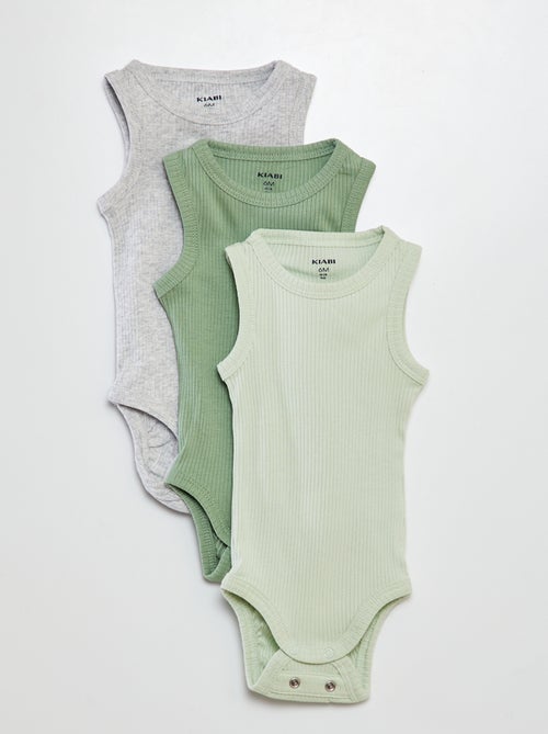 Lote de 3 bodies evolutivos com alças lisas - Kiabi