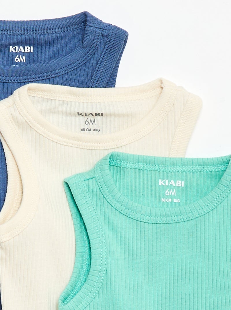 Lote de 3 bodies evolutivos com alças lisas Verde - Kiabi