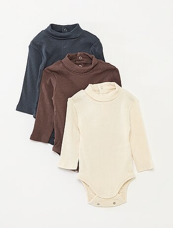 Lote de 3 bodies evolutivos de malha pointelle