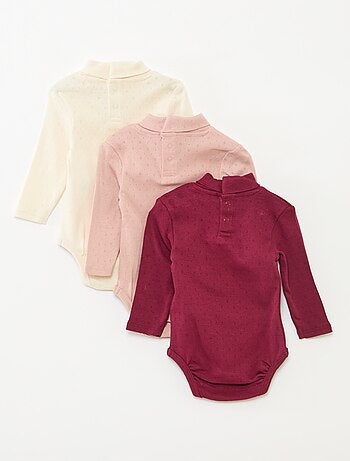 Lote de 3 bodies evolutivos de malha pointelle
