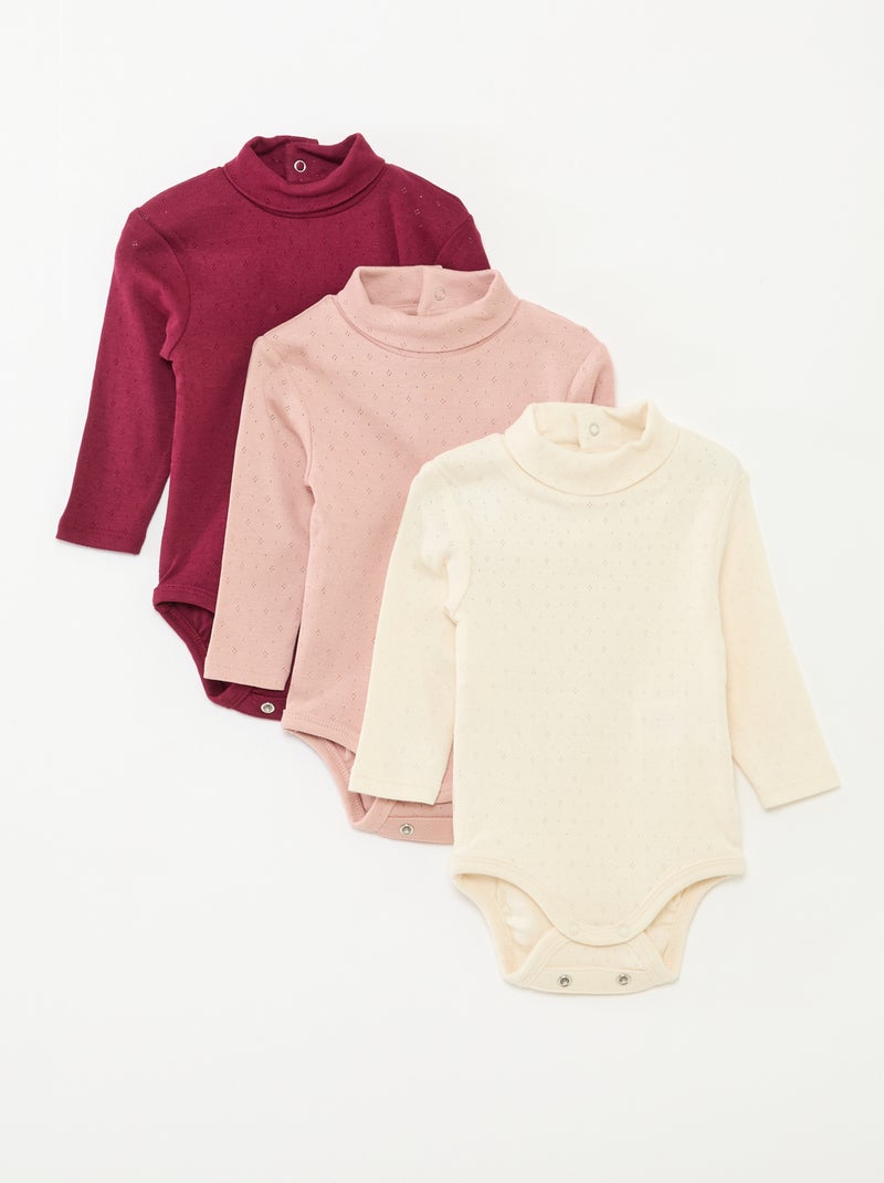 Lote de 3 bodies evolutivos de malha pointelle Violeta - Kiabi