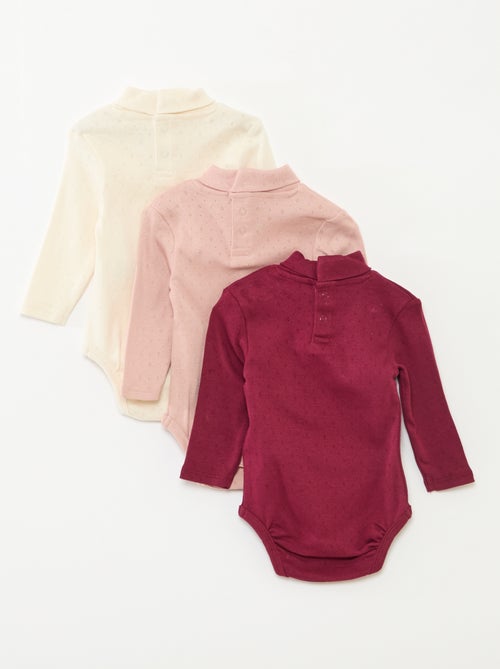 Lote de 3 bodies evolutivos de malha pointelle - Kiabi