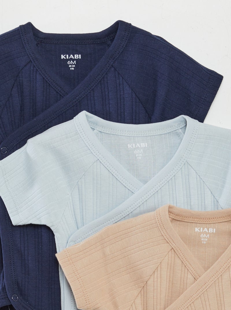Lote de 3 bodies nervurados AZUL - Kiabi