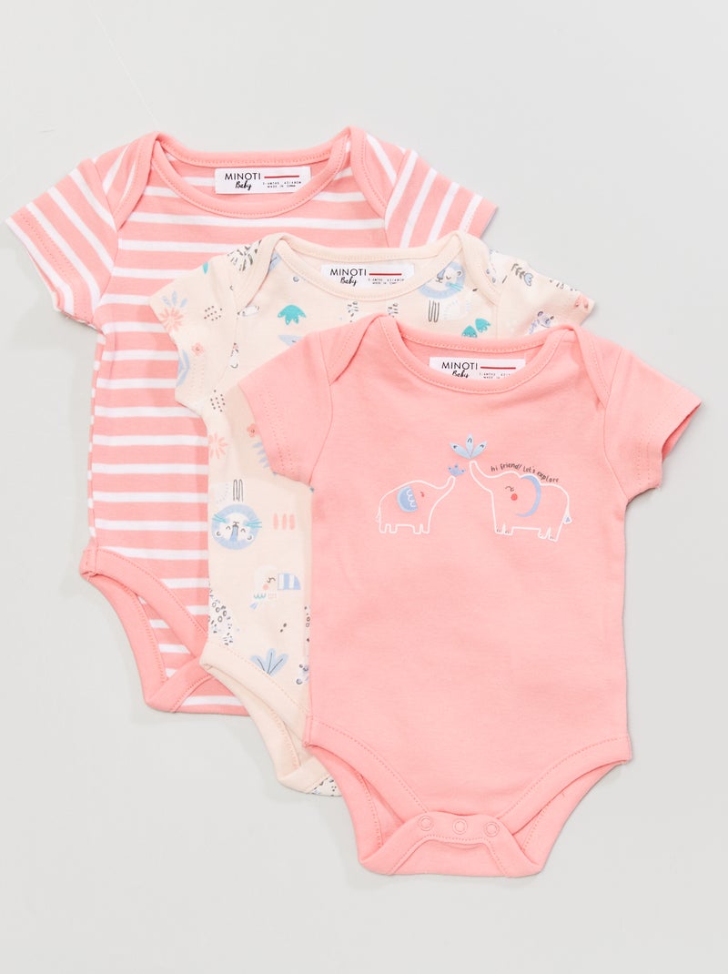 Lote de 3 bodies Rosa - Kiabi