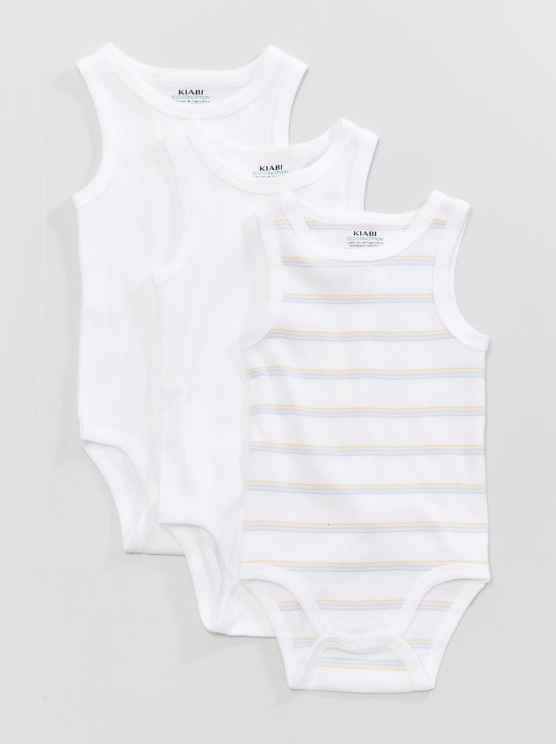 Lote de 3 bodies sem mangas BRANCO - Kiabi