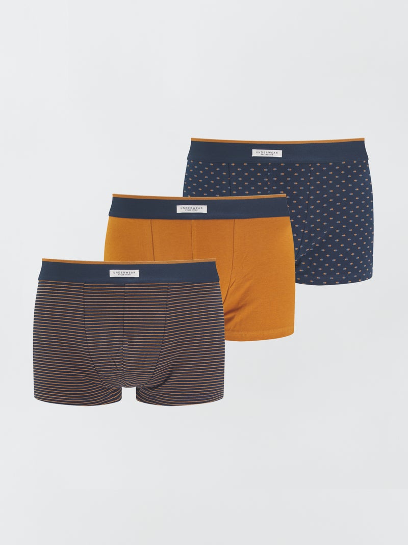 Lote de 3 boxers de algodão AZUL - Kiabi
