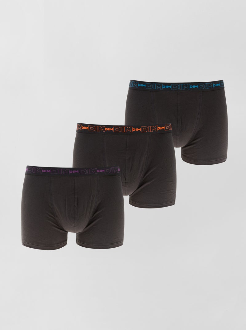 Lote de 3 boxers de algodão elástico da 'DIM' negro - Kiabi