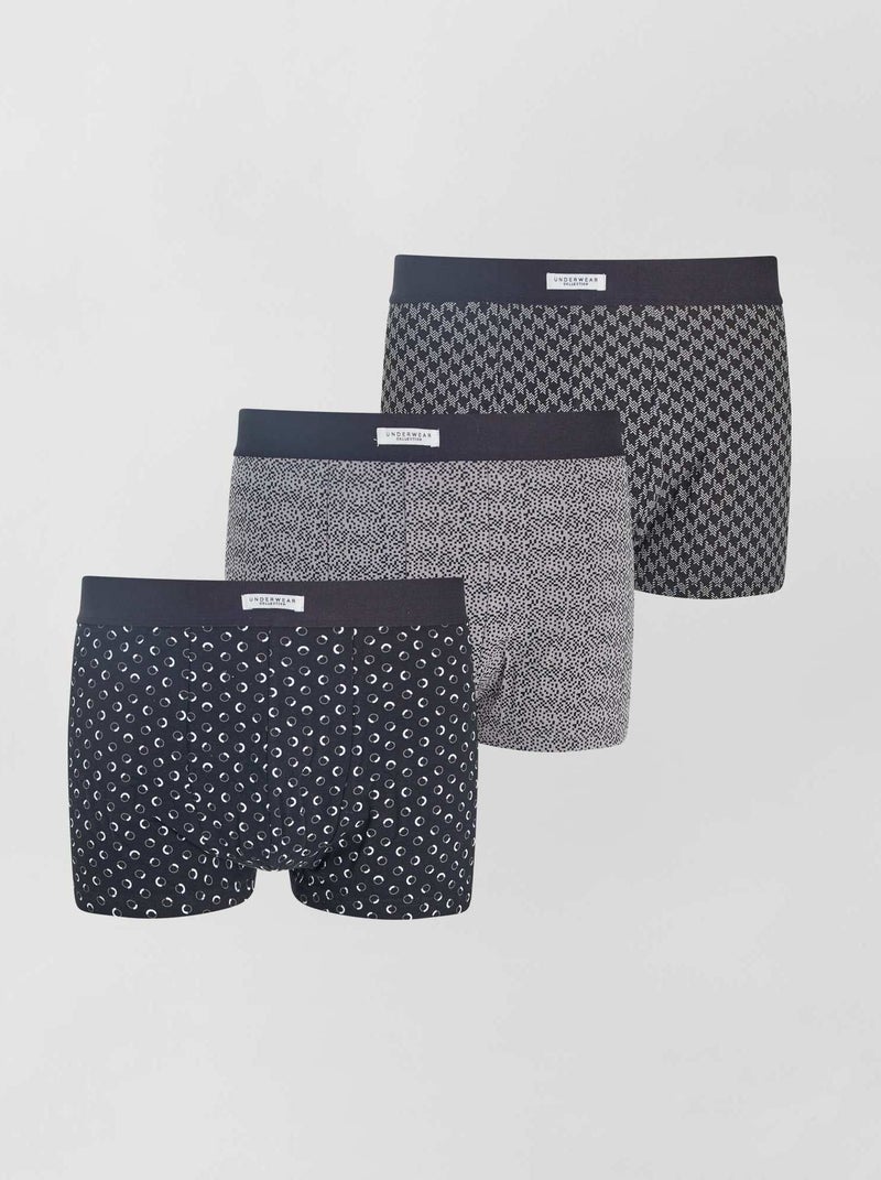 Lote de 3 boxers de algodão PRETO - Kiabi