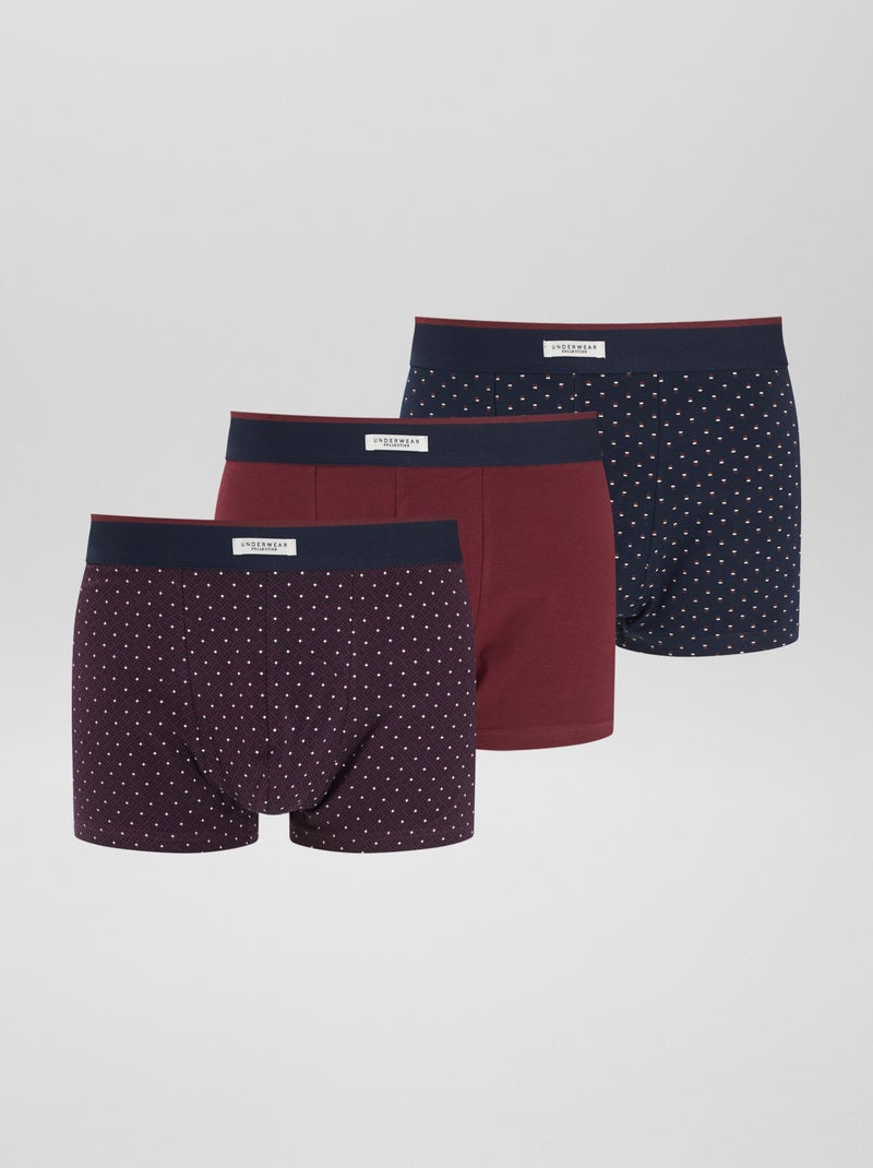 Lote de 3 boxers de algodão VERMELHO - Kiabi