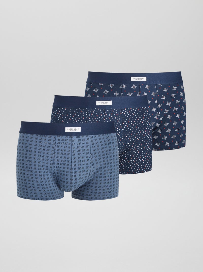 Lote de 3 boxers elásticos AZUL - Kiabi