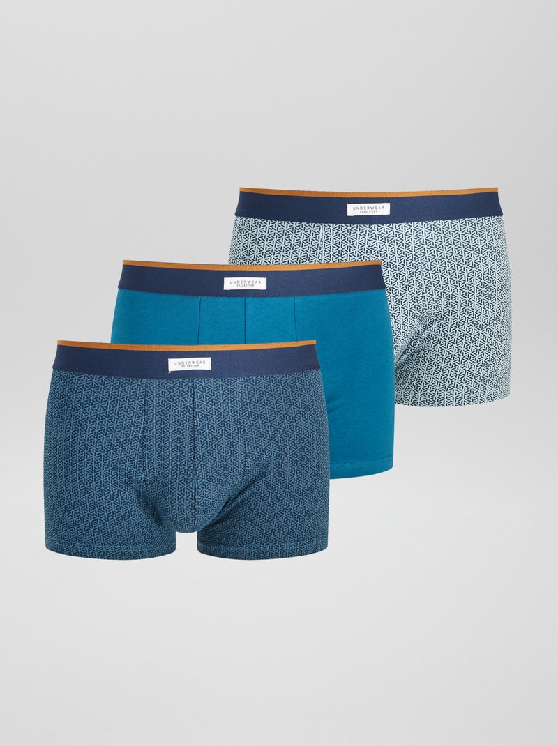 Lote de 3 boxers elásticos AZUL - Kiabi