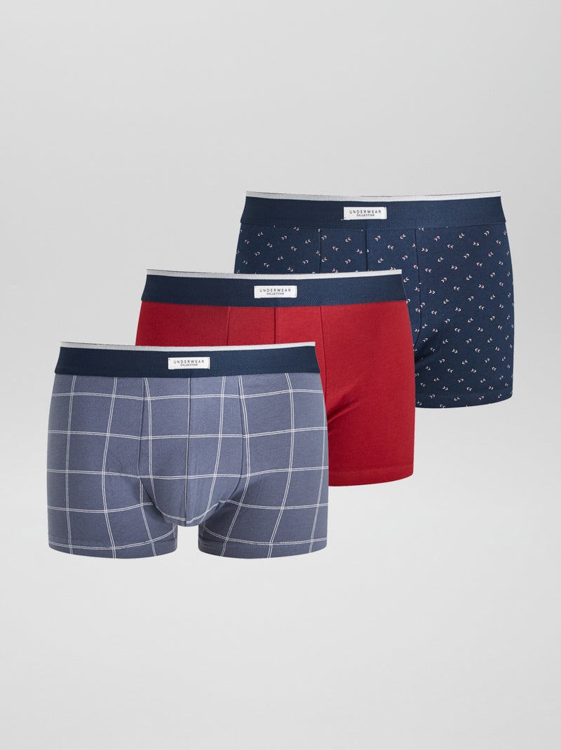 Lote de 3 boxers elásticos AZUL - Kiabi