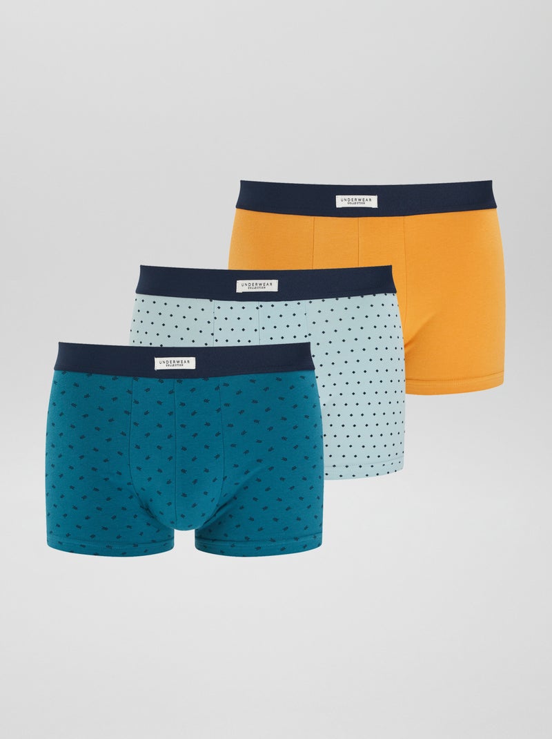 Lote de 3 boxers elásticos AZUL - Kiabi