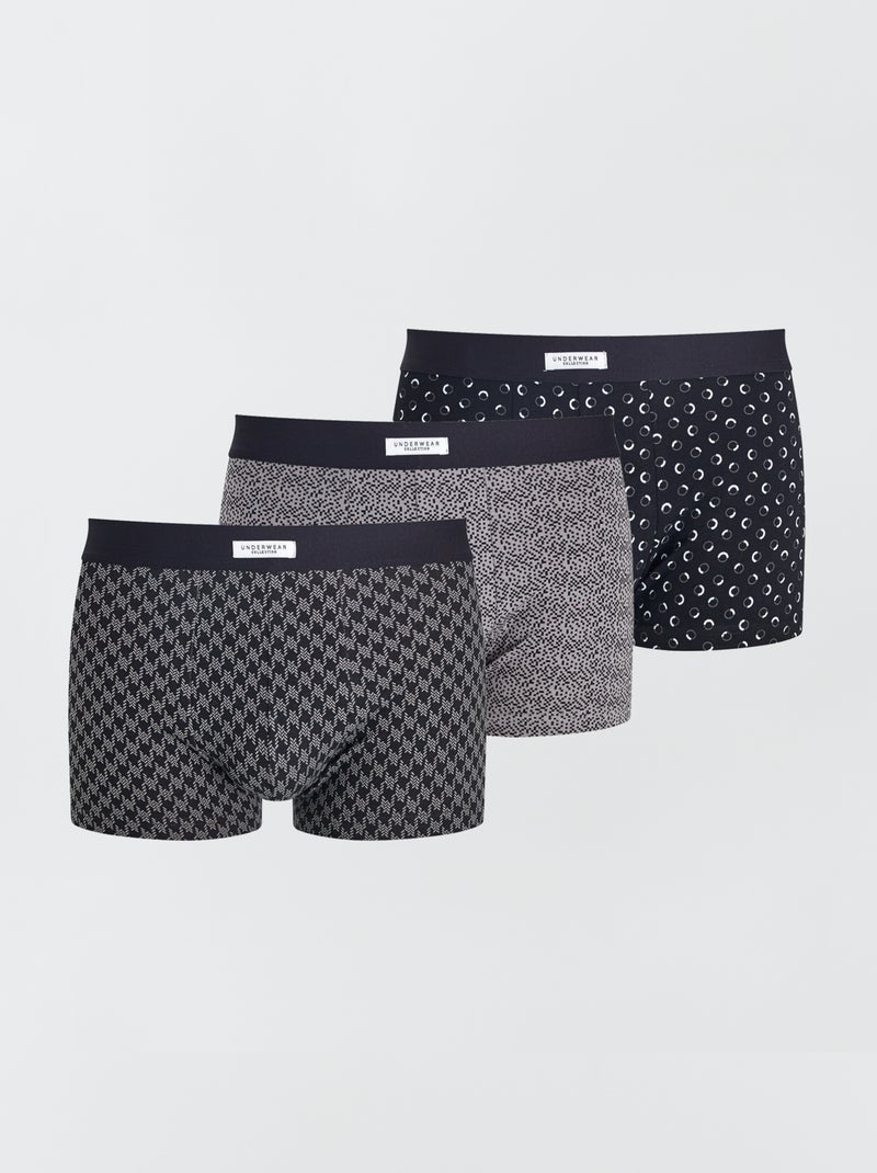 Lote de 3 boxers elásticos PRETO - Kiabi