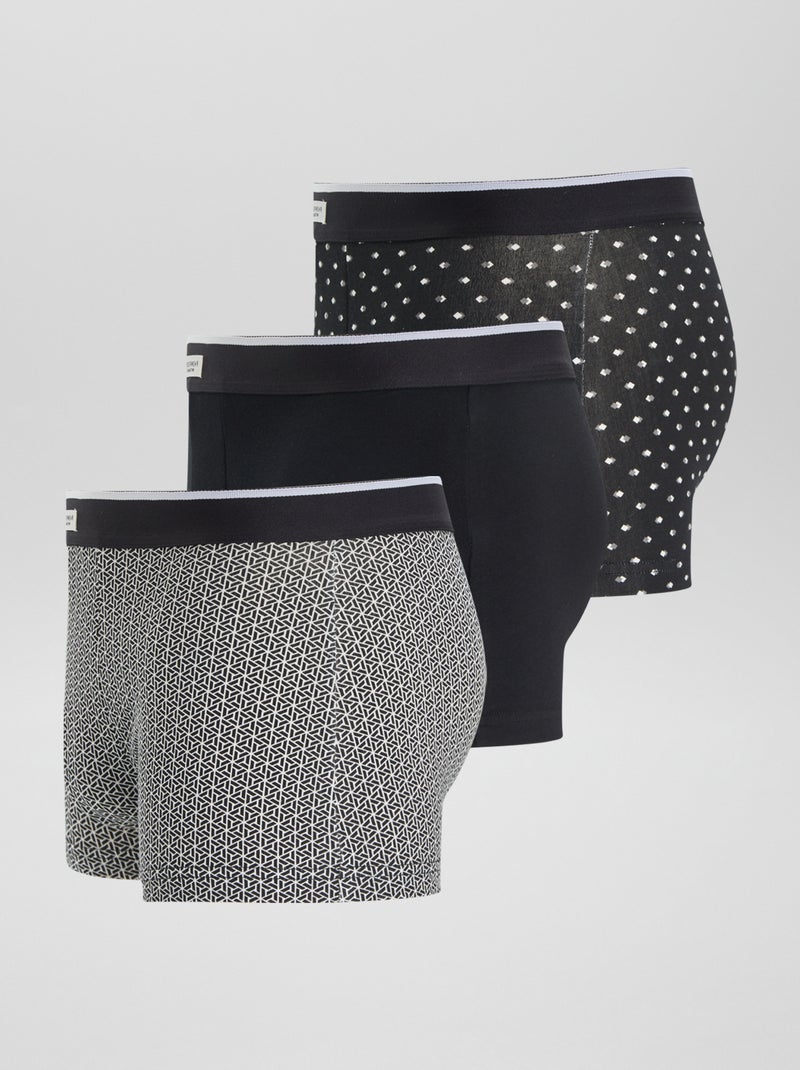 Lote de 3 boxers elásticos PRETO - Kiabi
