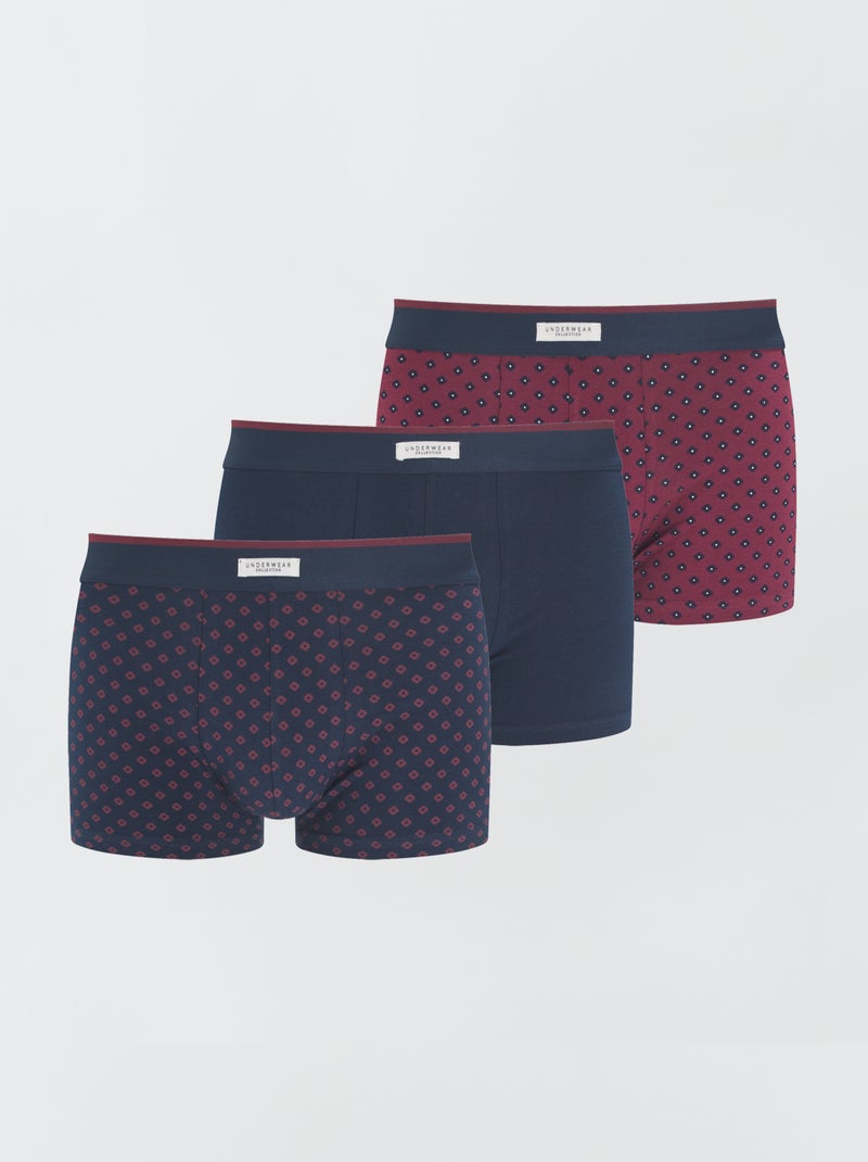 Lote de 3 boxers elásticos VERMELHO - Kiabi