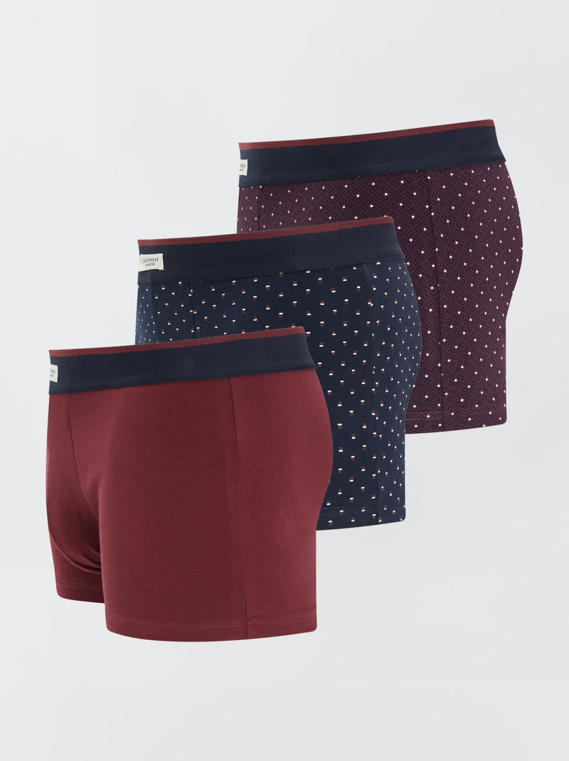 Lote de 3 boxers elásticos VERMELHO - Kiabi