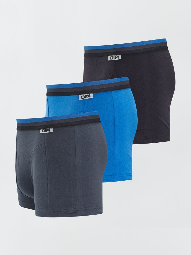 Lote de 3 boxers em algodão elástico 'DIM' - AZUL - Kiabi - 26.00€