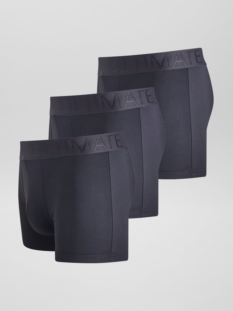 Lote de 3 boxers em microfibra elástica PRETO - Kiabi