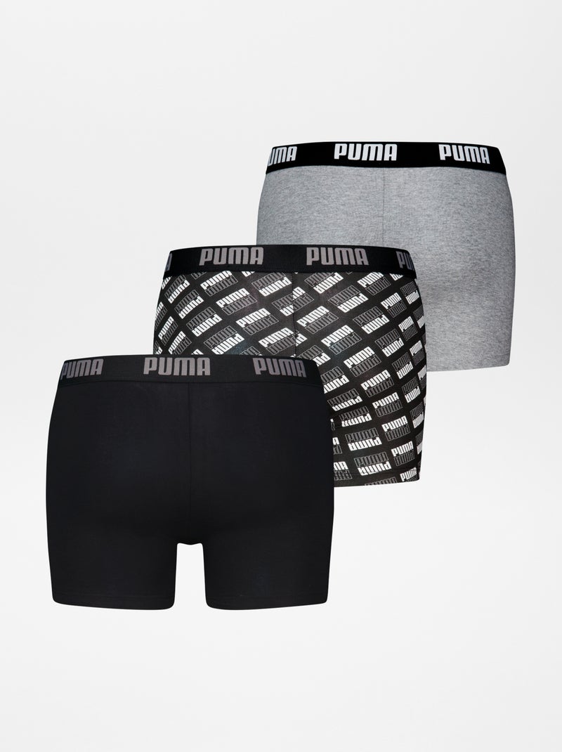 Lote de 3 boxers lisos e estampados 'Puma' PRETO - Kiabi
