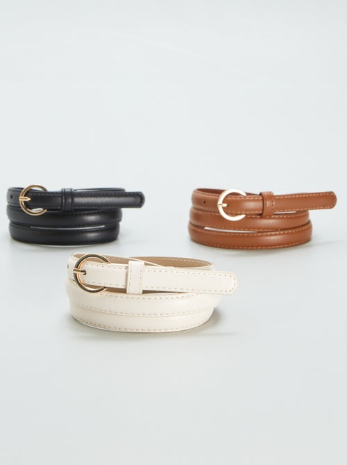 Lote de 3 cintos finos lisos - Kiabi