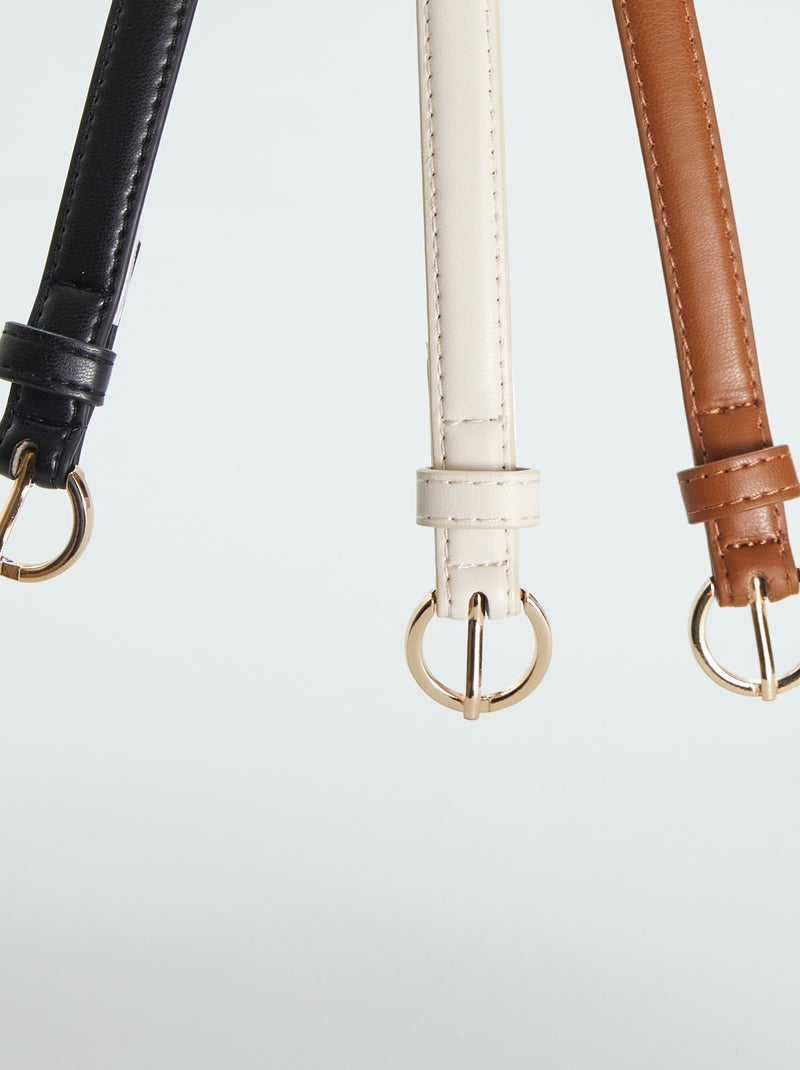 Lote de 3 cintos finos lisos CASTANHO - Kiabi