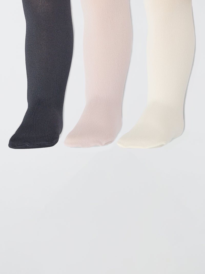 Lote de 3 collants leves lisos Cinza - Kiabi