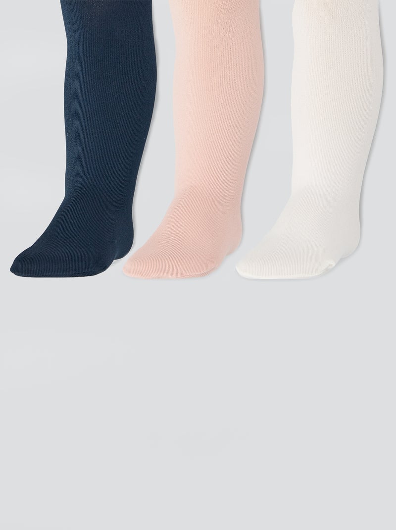 Lote de 3 collants leves lisos Rosa - Kiabi