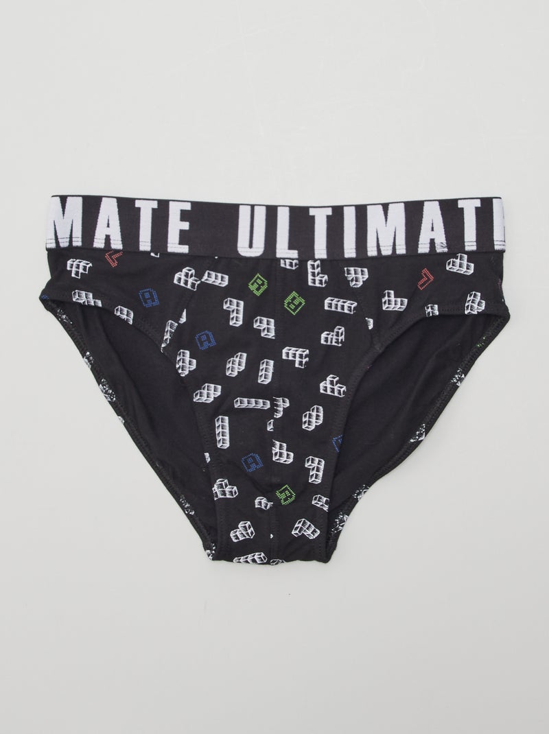 Lote de 3 cuecas com estampado PRETO - Kiabi