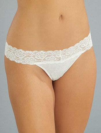 Lote de 3 cuecas de algodão e renda - Kiabi