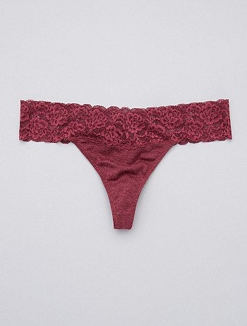 Lote de 3 cuecas de algodão e renda - Kiabi