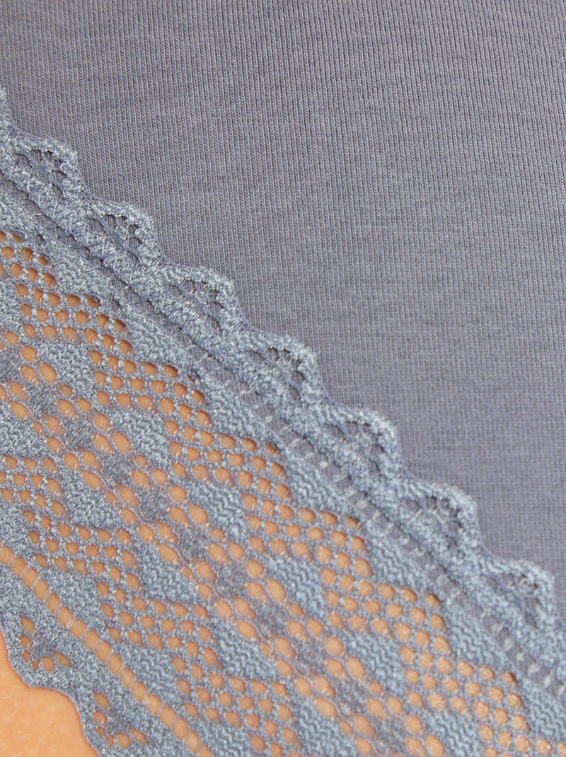 Lote de 3 cuecas de algodão em renda AZUL - Kiabi