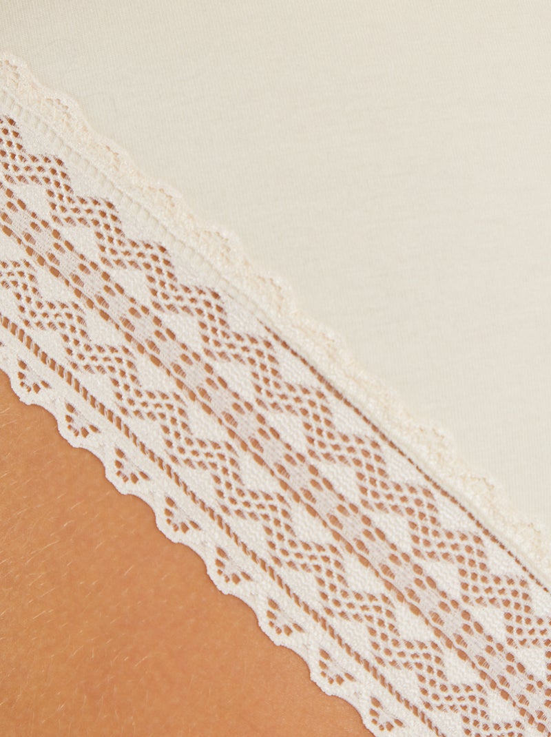 Lote de 3 cuecas de algodão em renda BEGE - Kiabi