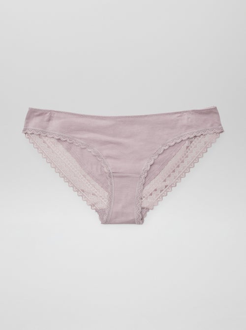 Lote de 3 cuecas de algodão em renda - Kiabi