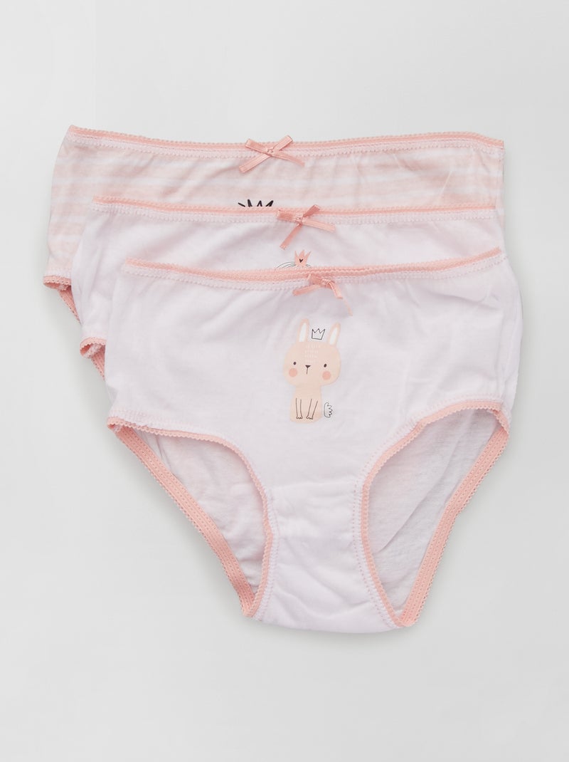 Lote de 3 cuecas para menina de fantasia ROSA - Kiabi