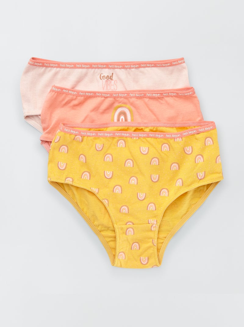 Lote de 3 cuecas para menina em jersey 'Petit Béguin' ROSA - Kiabi