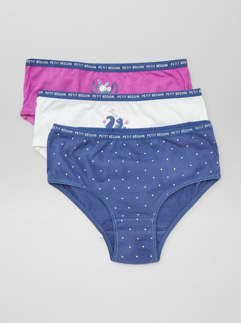 Lote de 3 cuecas para menina 'Petit Béguin' VIOLETA - Kiabi