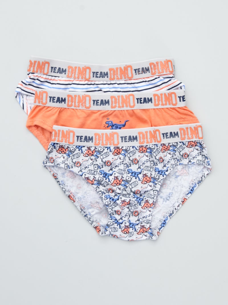 Lote de 3 cuecas para menino em jersey com estampado LARANJA - Kiabi