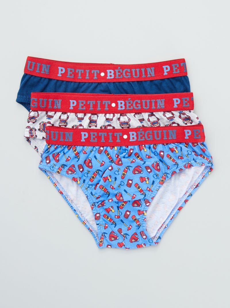 Lote de 3 cuecas para menino em jersey com faixa elástica Azul/ Cinza - Kiabi