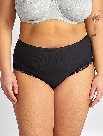 Lote de 3 cuecas para mulher caneladas com renda
